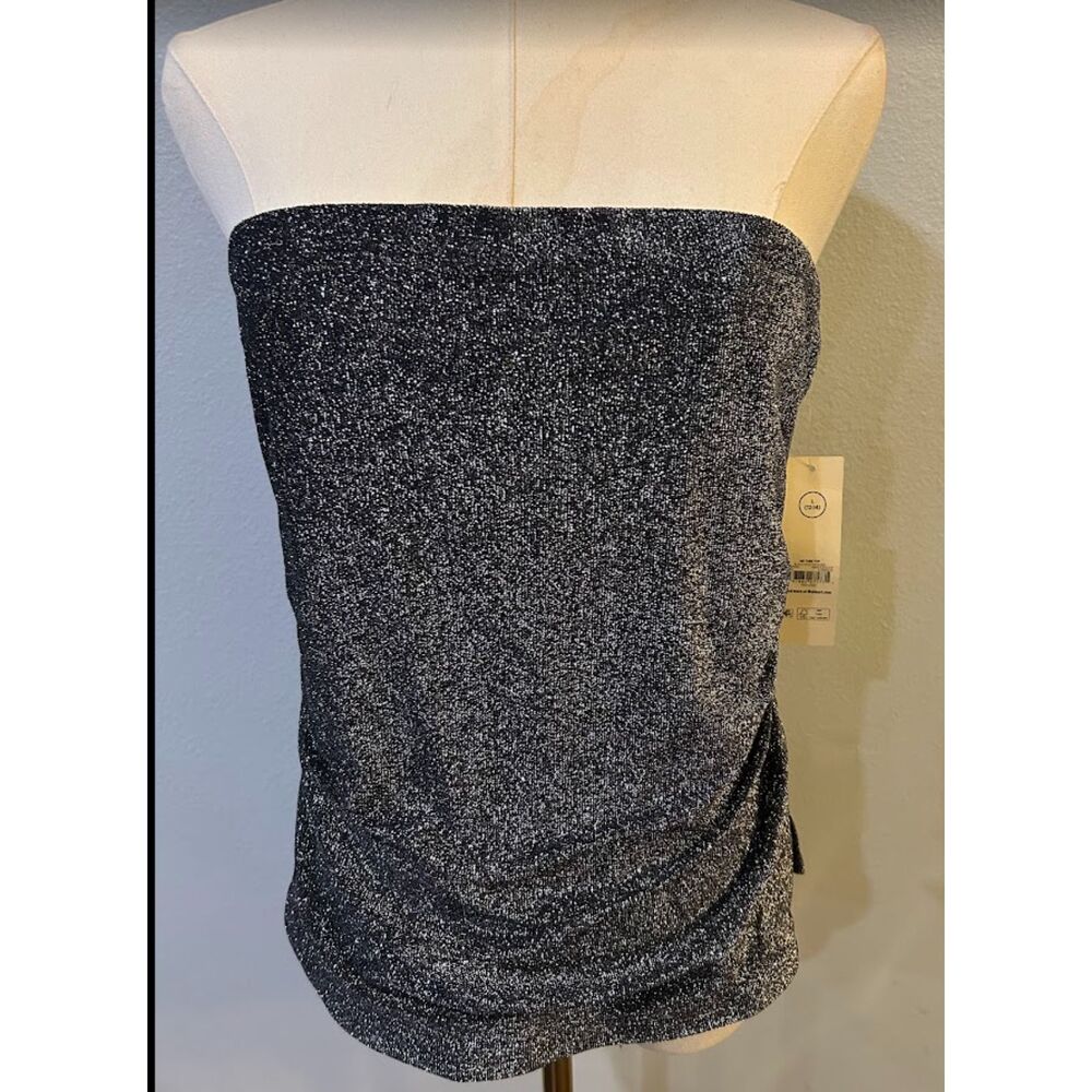 No Boundaries Black Silver Shimmer Tube Top